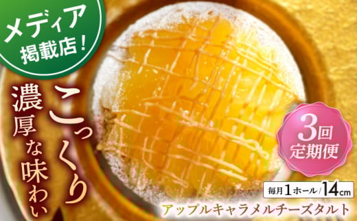 【全3回定期便】アップルキャラメルチーズタルト(14cm)【心優　－Cotoyu Sweets－】 [KAA551]