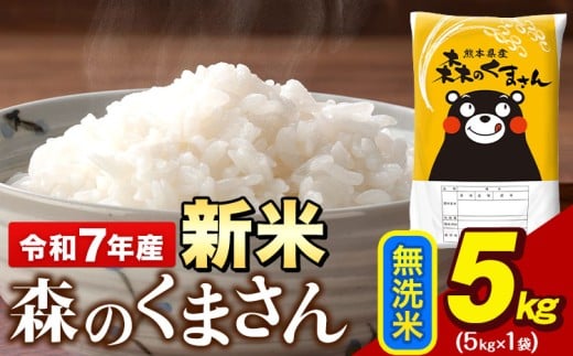 令和7年産 新米 無洗米 森のくまさん 5kg × 1袋 熊本県産 単一原料米 森くま《12月中旬-2月末頃出荷》送料無料