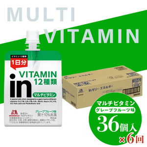 定期便 6回 ビタミンゼリー エネルギー補給 inゼリー マルチビタミン 36個入り グレープフルーツ 味 インゼリー ゼリー飲料 ゼリー まとめ買い 森永製菓 森永 栄養補給 ビタミン 12種類 1