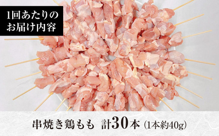 【12回定期便】九州産 焼き鳥セット 鶏もも 30本 / やきとり ヤキトリ 焼鳥 串セット 国産 冷凍 小分け / 南島原市 / ふるさと企画[SBA086]