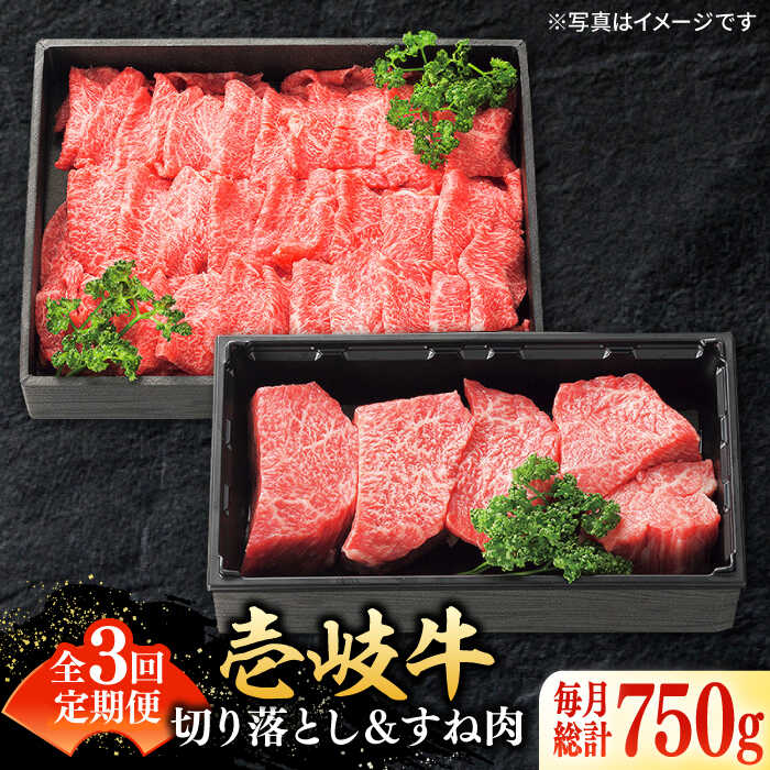 【ふるさと納税】【全3回定期便】 特選 壱岐牛 切り落とし（450g）＆すね肉（300g）《壱岐市》【太陽商事】[JDL099] 肉 牛肉 切り落とし 切落し 薄切り すき焼き しゃぶしゃぶ カレー シチュー 煮込み 定期便 55000 55000円 冷凍配送