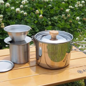 村の鍛冶屋 ツーリングケトルクッカー＆ドリッパーセット&マグカップ3点セット 収納袋付 バイク 登山  キャンプ用品 アウトドア用品 燕三条製【019S014】