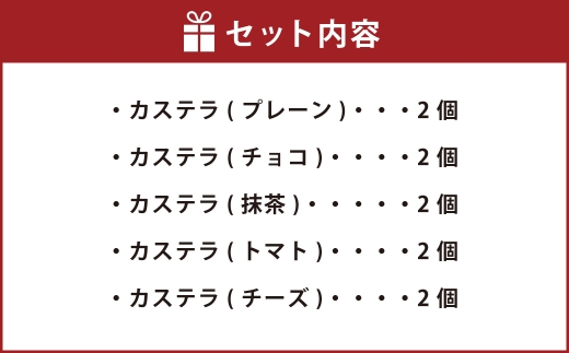 カステラ 詰め合わせ 10個入 （ 各2個ずつ ）