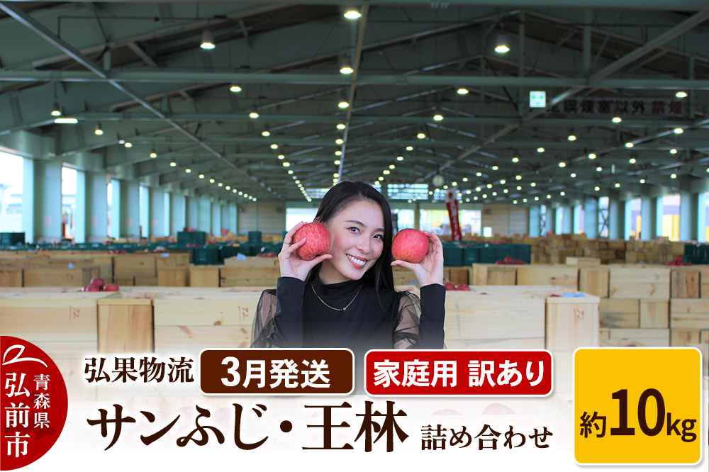りんご【3月発送】家庭用 訳あり サンふじ・王林 詰め合わせ 約10kg