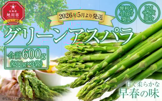 【便利な小分け袋入】グリーンアスパラ600g（200g×3袋）(2026年5月より順次発送予定) _05231