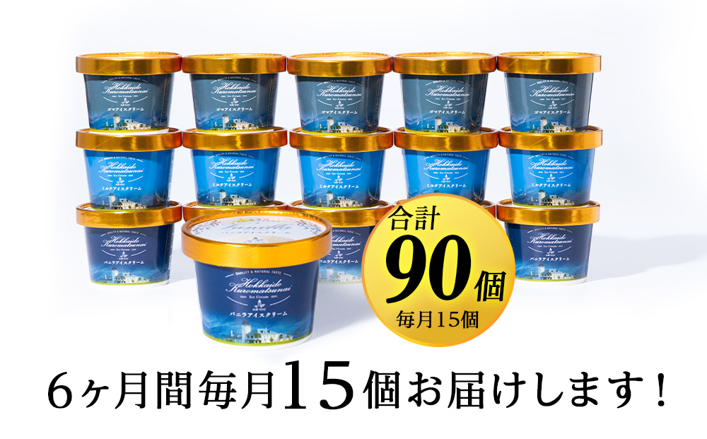 【定期便6カ月】アイスクリーム 15個セット（バニラ・ミルク・ゴマ3種×各5個）工場直送 アイス カップ 食べ比べ 贈り物