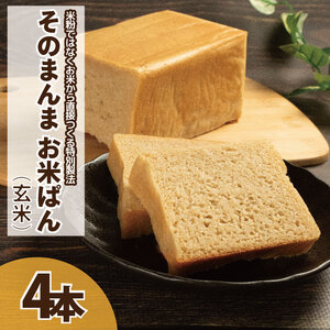 パン 食パン そのまんまお米ぱん 4本 ( 600g × 4 ） コシヒカリ 米 玄米 パン パン パン