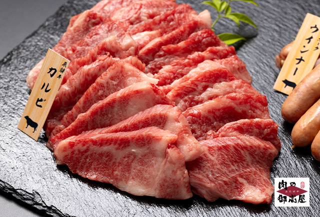 【冷蔵配送】飛騨牛・ボーノポーク・ウインナー 焼肉用食べ比べセット 2～3人分【1.65kg】