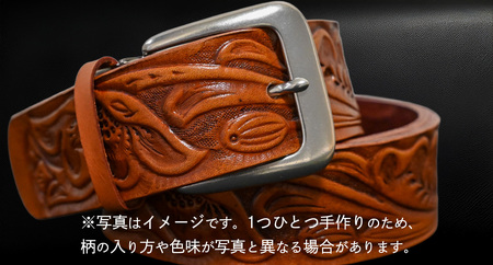 牛革ベルト アンティーク茶染め【太さ40mm / 厚さ3.7mm / L(130cm)】 [BE047ya-L]