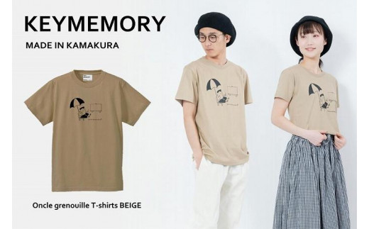 《1》【KEYMEMORY鎌倉】GrenouilleイラストTシャツ BEIGE