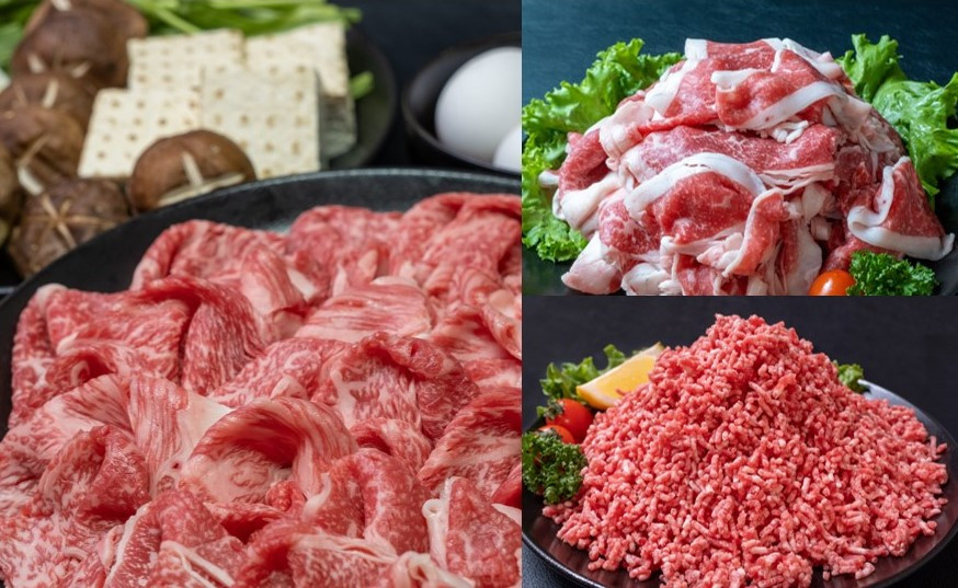 
            【セット】佐賀県産和牛切り落とし　800g（400g×2パック）＋佐賀県産和牛ミンチ　800g（400g×2パック）＋A5・4等級　佐賀牛肩ロースすき焼き　600g（300g×2パック）
          