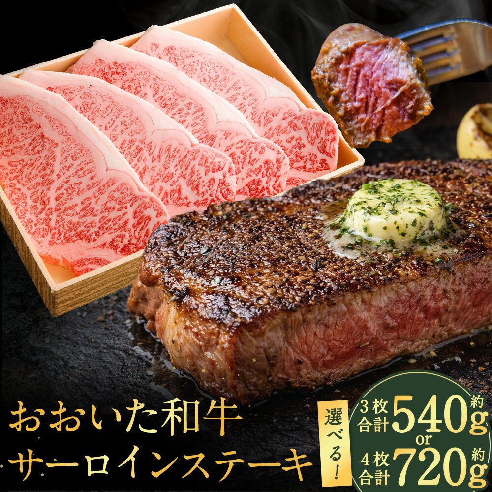 【ふるさと納税】＜選べる内容量＞おおいた和牛 サーロインステーキ 計約540g（約180g×3枚） / 計約720g（約180g×4枚）和牛 牛肉 お肉 サーロイン ステーキ ギフト 贈り物 贈答 冷凍 大分県産 国産 九州 大分県 竹田市 送料無料