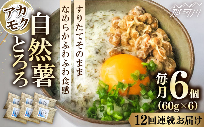 
【全12回定期便】磯の風味が香るふわふわとろろ! 那珂川産 博多 自然薯 アカモク とろろ 60g×6個＜自然薯王国＞那珂川市 [GAH020]
