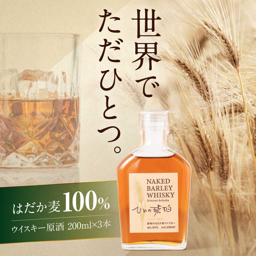 【ふるさと納税】 ウイスキー ひめの琥珀 はだか麦ウイスキー 3本 セット 洋酒 裸麦 地ウイスキー 大洲市/有限会社 小谷酒店 はだか麦 ウィスキー 原酒 愛媛 大洲 酒 アルコール ハイボール 国産 ジャパニーズウイスキー[AGCZ003] おすすめ 人気 お取り寄せ