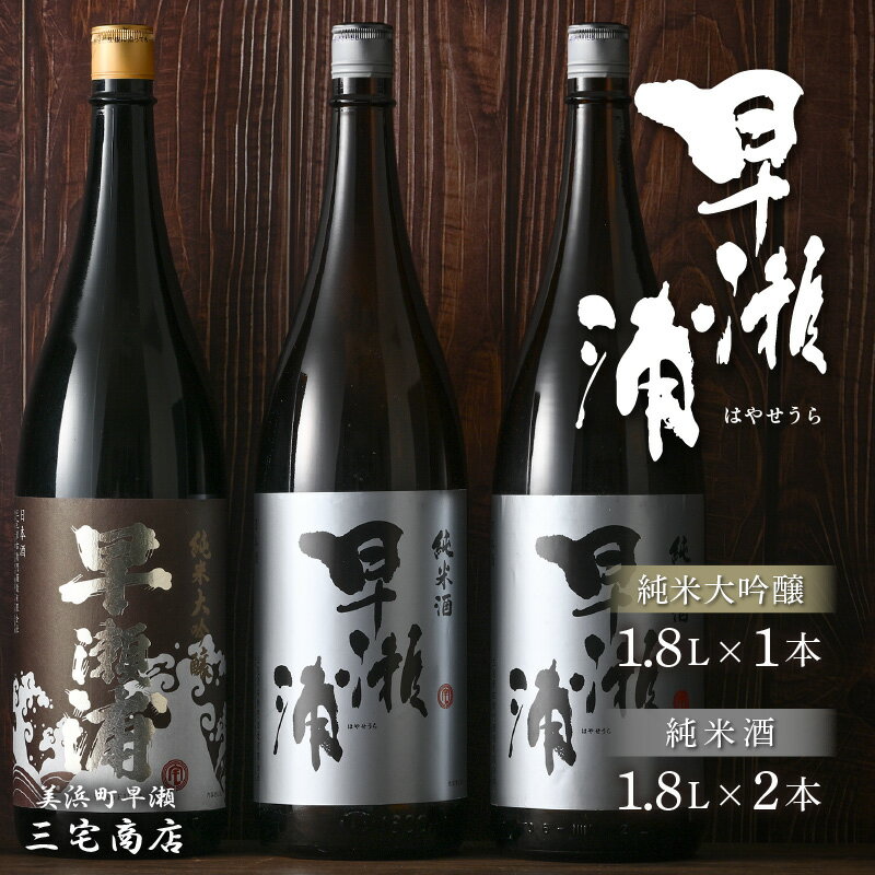 【ふるさと納税】【早瀬浦】純米大吟醸 1800ml × 1本 ＆ 純米酒 1800ml × 2本 セット【飲み比べ 日本酒 地酒 福井 美浜 早瀬 フルーティ 男酒 硬水 ミネラル 希少 ご褒美 家飲み】 [m16-f001]