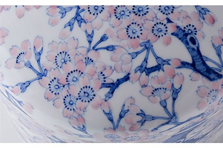 【波佐見焼】【1点もの】骨壺 （中） 桜紋様【洸琳窯】【ふるなび限定】FN-Limited[GE59]  波佐見焼