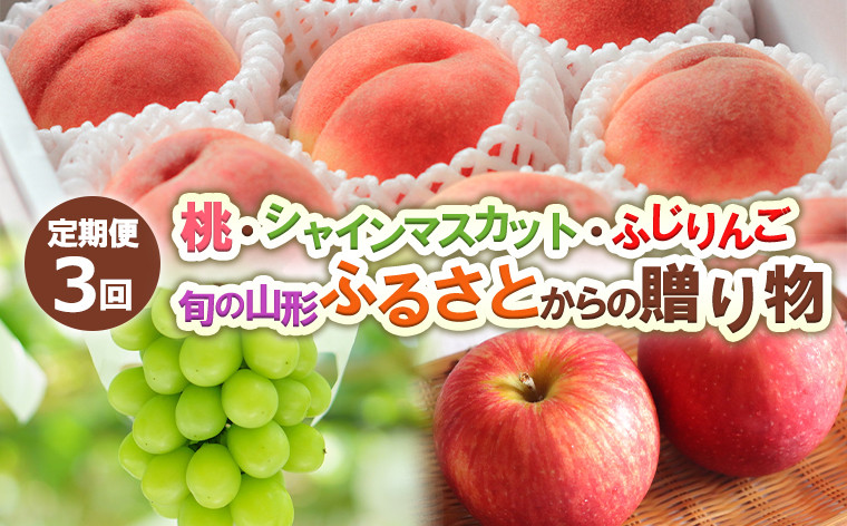 
                  【定期便3回】桃・シャインマスカット・ふじりんご 旬の山形 ふるさとからの贈り物 【令和8年産先行予約】FS24-716 くだもの 果物 フルーツ 山形 山形県 山形市 2026年産
                