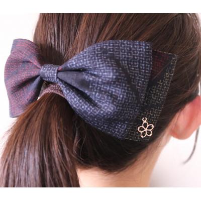 ふるさと納税 小山市 リボンバレッタ　高級本場結城紬使用! |  | 03