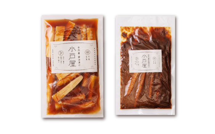 自然薯の味噌漬け・しょう油漬けセット 160g　（80g×2）/ 自然薯 漬けもの 味噌漬け 醤油漬け / 恵那市 / 水戸屋 [AUFZ013]