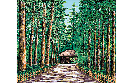 「中門」【 版画 額付 小川手漉和紙 小暮真望 東松山 埼玉県 】
