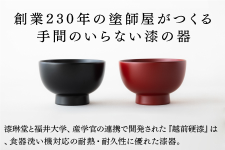 【大本山永平寺御用達 漆琳堂】 食洗機対応の漆塗り椀 一乗椀 4寸＜越前漆器＞黒