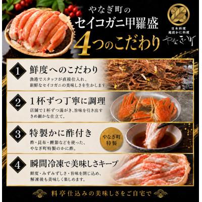 ふるさと納税 福井市 旨い蟹を堪能!身出し済!カニ料理専門店の「訳ありセイコガニ甲羅盛」箱無し3個(70〜100g程度) |  | 01