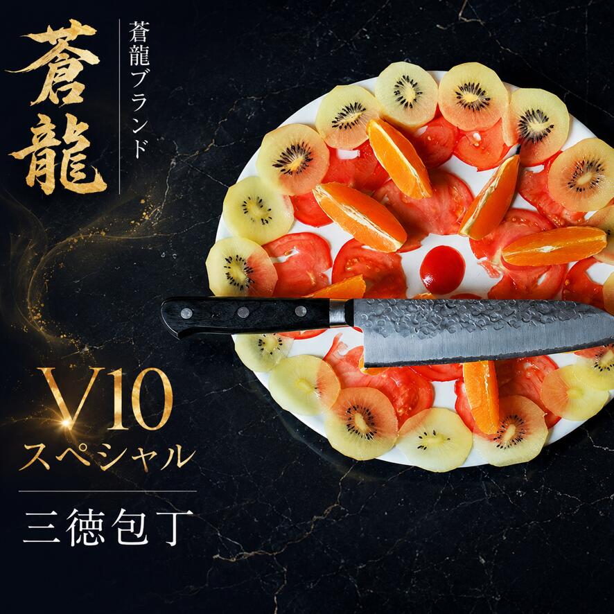 【ふるさと納税】蒼龍ブランド 高村刃物 V10スペシャル 三徳包丁 / 送料無料 福井 越前市 武生 刃物 打刃物 打ち刃物 越前打刃物 包丁 高村刃物製作所 ナイフ ステンレス 伝統 工芸 特産 文化 万能（18209）