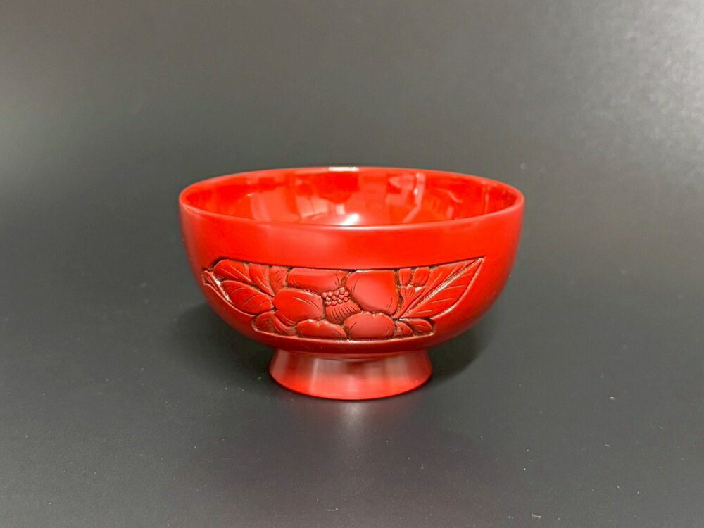 【ふるさと納税】村上木彫堆朱 汁椀（椿）　伝統工芸品 漆 漆器 漆塗り ギフト 贈り物 食事 お椀 おわん 村上市 新潟県 送料無料 1062011