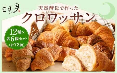 【三日月屋】天然酵母で作ったクロワッサン12種x各6個（定番商品72個セット）クロワッサン パン ぱん 軽食 朝食 おやつ 冷凍 国産 福岡県 北九州市