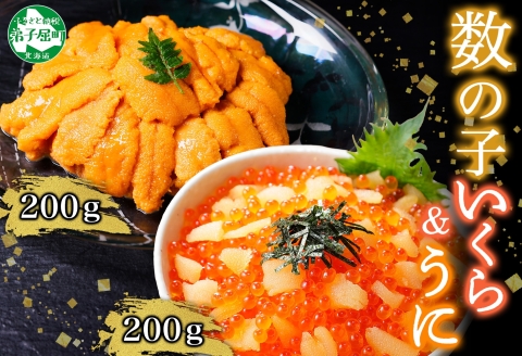 3374. 数の子・いくら醤油漬け 100g いくら イクラ 魚卵 うに ウニ チリ産 冷凍 雲丹 計200g 海鮮 海鮮丼 送料無料 北海道 弟子屈町