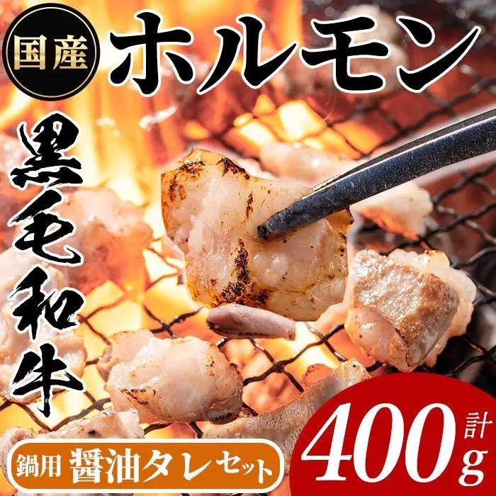 国産 黒毛和牛 ホルモン 計400g(200g×2P) &鍋用醤油タレ(濃縮タイプ：30g×3P)  牛肉 【ナンチク】A995