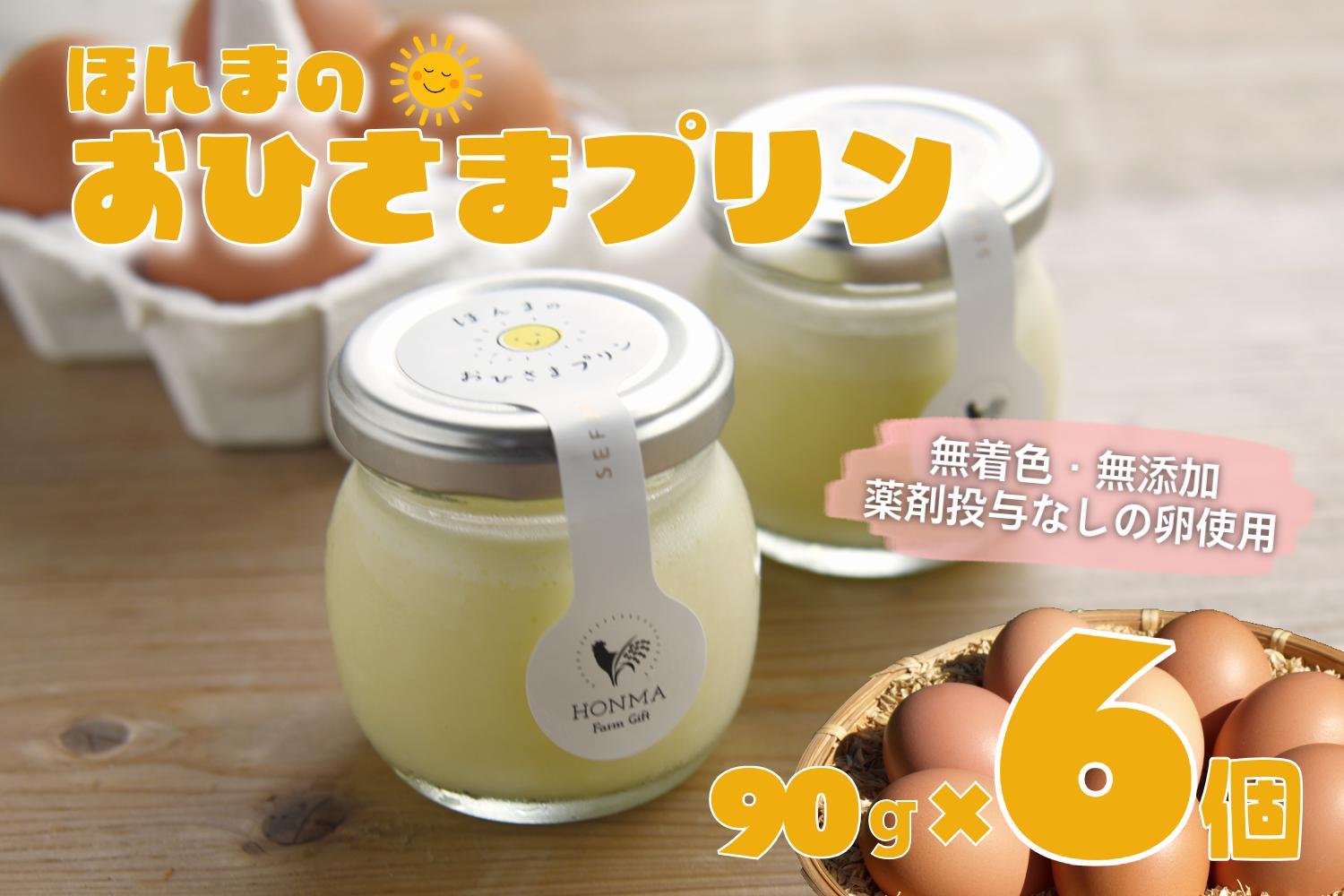 
                  平飼い有精卵使用 おひさまプリン6個 本間農園
                