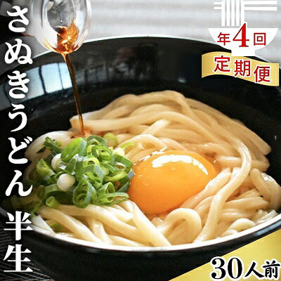 【ふるさと納税】讃岐うどん さぬきうどん 定期便 全4回 半生 香川県産 30人前 3人前 × 10袋 330g 3ヶ月ごと コシ 半生うどん 小麦粉 国内製造 麺類 ランチ 夕飯 和食 鍋 ぶっかけ ざるうどん 釜揚げ お取り寄せグルメ 長期保存 保存食 うどん 香川県 観音寺市