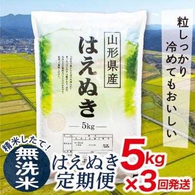 ふるさと納税 最上町 【毎月定期便】買い忘れなしで美味しいはえぬき5kg(無洗米)全3回