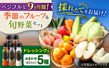 【9回定期便】野菜・果物の詰合せと極みドレッシング85ml×5本 / 野菜 やさい 果物 くだもの フルーツ ふるーつ ドレッシング  / 大村市 / おおむら夢ファームシュシュ[ACAA220]