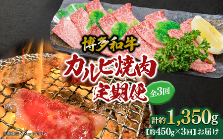 博多和牛 カルビ焼肉（バラ）定期便全3回 肉 お肉 博多和牛 和牛 牛肉 カルビ バラ 国産 2～3人前 冷凍 冷凍配送 使い切りサイズ 霜降り 絶品 濃厚 柔らかい ジューシー 家族団らん カルビ丼