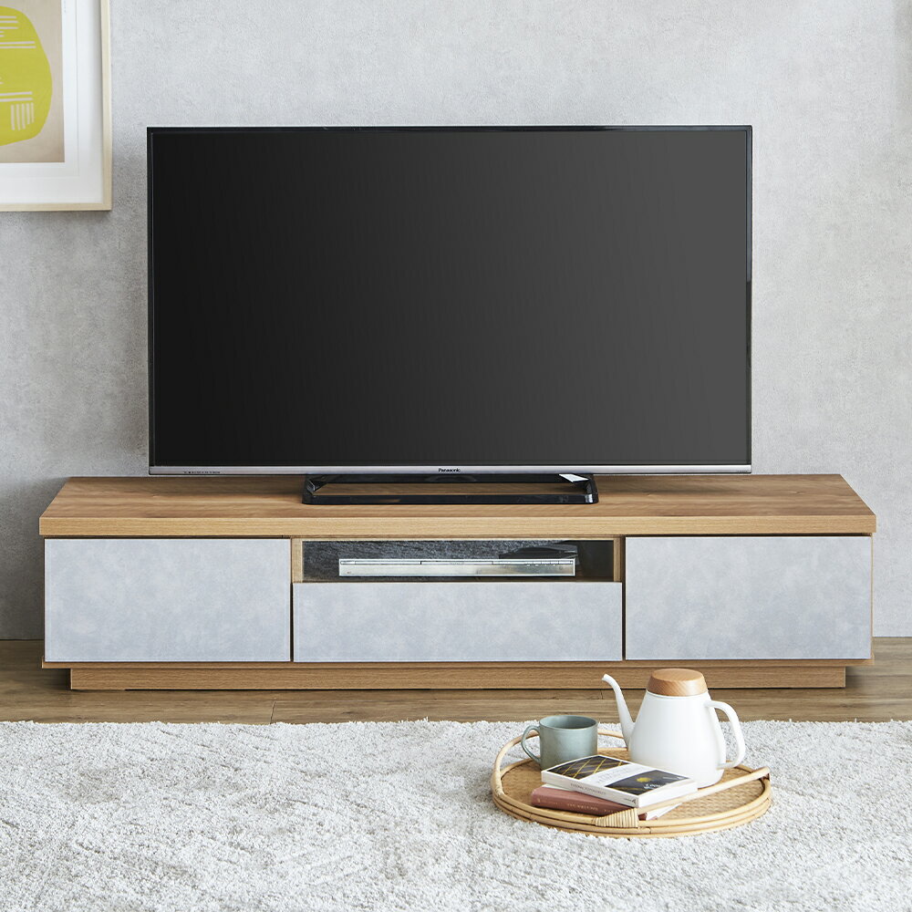 【ふるさと納税】ハリーファ 180 ローボード 引出し収納 大容量 強化紙 ナチュラル 木目 ストーン柄 北欧モダン リビングルーム フルオープン三段レール フルスライドレール 家具 インテリア 福岡県 柳川市 送料無料