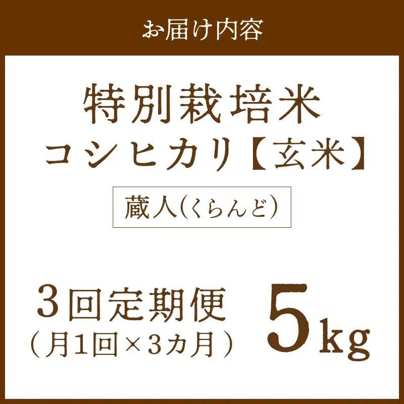 【定期便3回】令和8年産 特別栽培米コシヒカリ 蔵人（くらんど） 玄米5kg