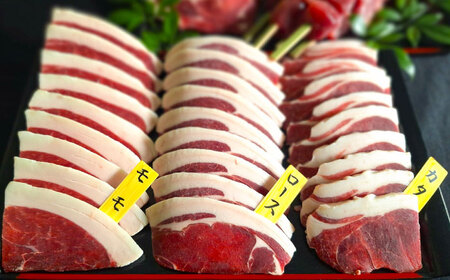 【部位おまかせ】猪三種盛(焼肉用食べ比べ) 2から3人前 450ｇ×1パック　日田市 / 株式会社tracks[ARDE003]