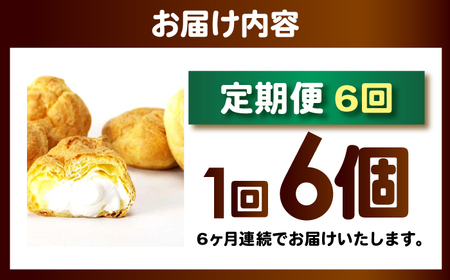 【6回定期便】シュークリーム ダブルクリーム ラップシュー 6個入り / 洋菓子 お菓子 スイーツ 個包装 【配送不可地域：北海道、北東北（秋田、青森、岩手）、九州、沖縄、離島】 小浜市 / 志保重[