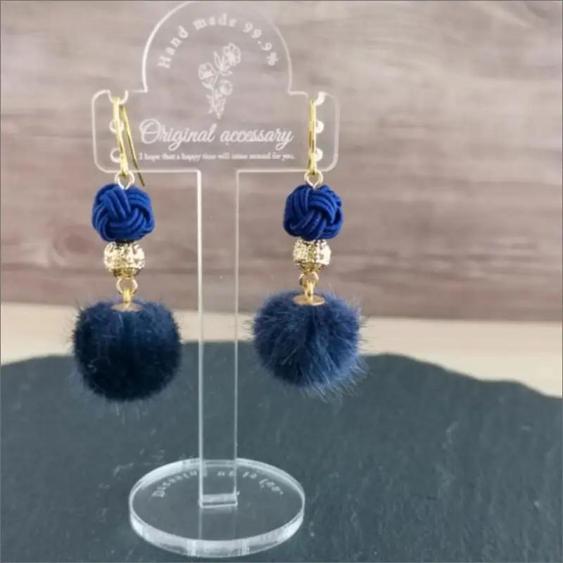 水引ピアス「ネイビー」花時ピアス