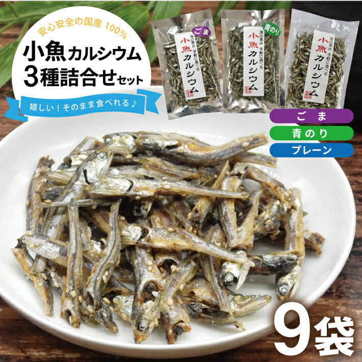 【ふるさと納税】小魚カルシウム 3種詰め合わせ 各40g×3袋 計9袋 プレーン ごま 青のり カタクチイワシ おやつ おつまみ 乾物 詰合せ 食べ比べ セット 東北 山形県 酒田市 庄内