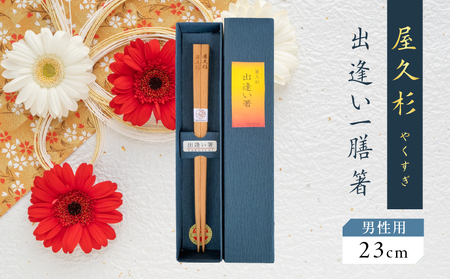 屋久杉　出逢い一膳箸 男性用（23cm）　K042-007_2 薩摩 さつま 鹿児島県 鹿児島市 鹿児島 大人気屋久杉 人気屋久杉 屋久杉 記念 贈り物 ギフト プレゼント 木 木目 杉 屋久島 箸 お箸 出逢い一膳箸 長寿箸 世界遺産 幸せの箸 エコ マイ箸 My箸 持ち歩き