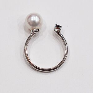 S085-453_あこや真珠 リング 7.5mm - 8mm ホワイトピンク ガーネット 真珠 