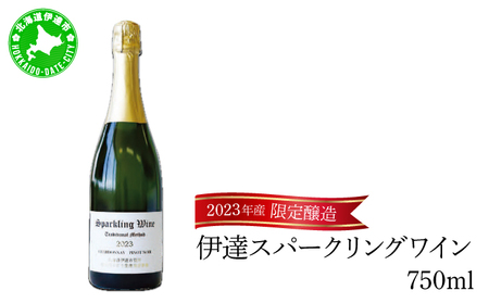 北海道 伊達スパークリングワイン 750ml 1本 2023 年産 限定醸造 スパークリングワイン ワイン 葡萄 ぶどう ブドウ 醸造 ヴィンテージ 白ワイン お酒 酒 アルコール 発泡酒 シャルドネ ピノ・ノワール 晩酌