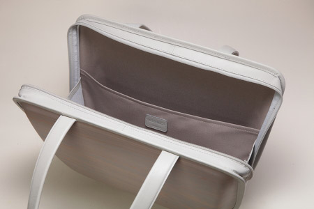 monacca-bag/Leaf ashグレー 木製トートバッグ