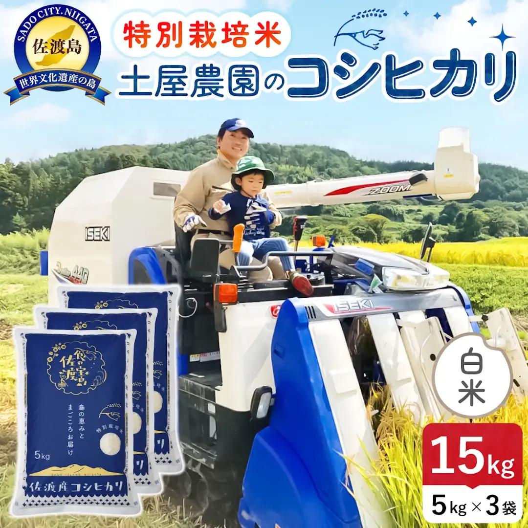佐渡島産コシヒカリ 白米 15kg 令和8年産 特別栽培米 土屋農園 195962-031502