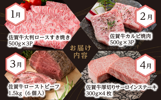 j-2【定期便12回】肉の定期便 極選佐賀牛 毎月配送 全12回