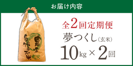 【定期便2回】【令和8年産 新米】福岡県産ブランド米夢つくし 玄米 10kg×2回 _  夢つくし 10kg 2回 定期便 福岡県産 久留米産 ブランド米 品種 艷やか 光沢 やわらかい 食感 米 ご