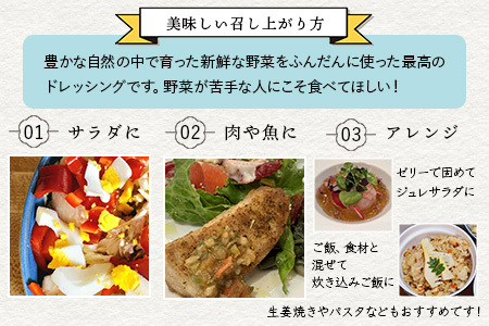 野菜で野菜を食べる ドレッシング 3本 Dセット ＜焼き玉葱/生姜/黒胡椒＞ サラダ や 肉料理 にも 詰め合わせ 熊本県 多良木町 調味料 024-0636
